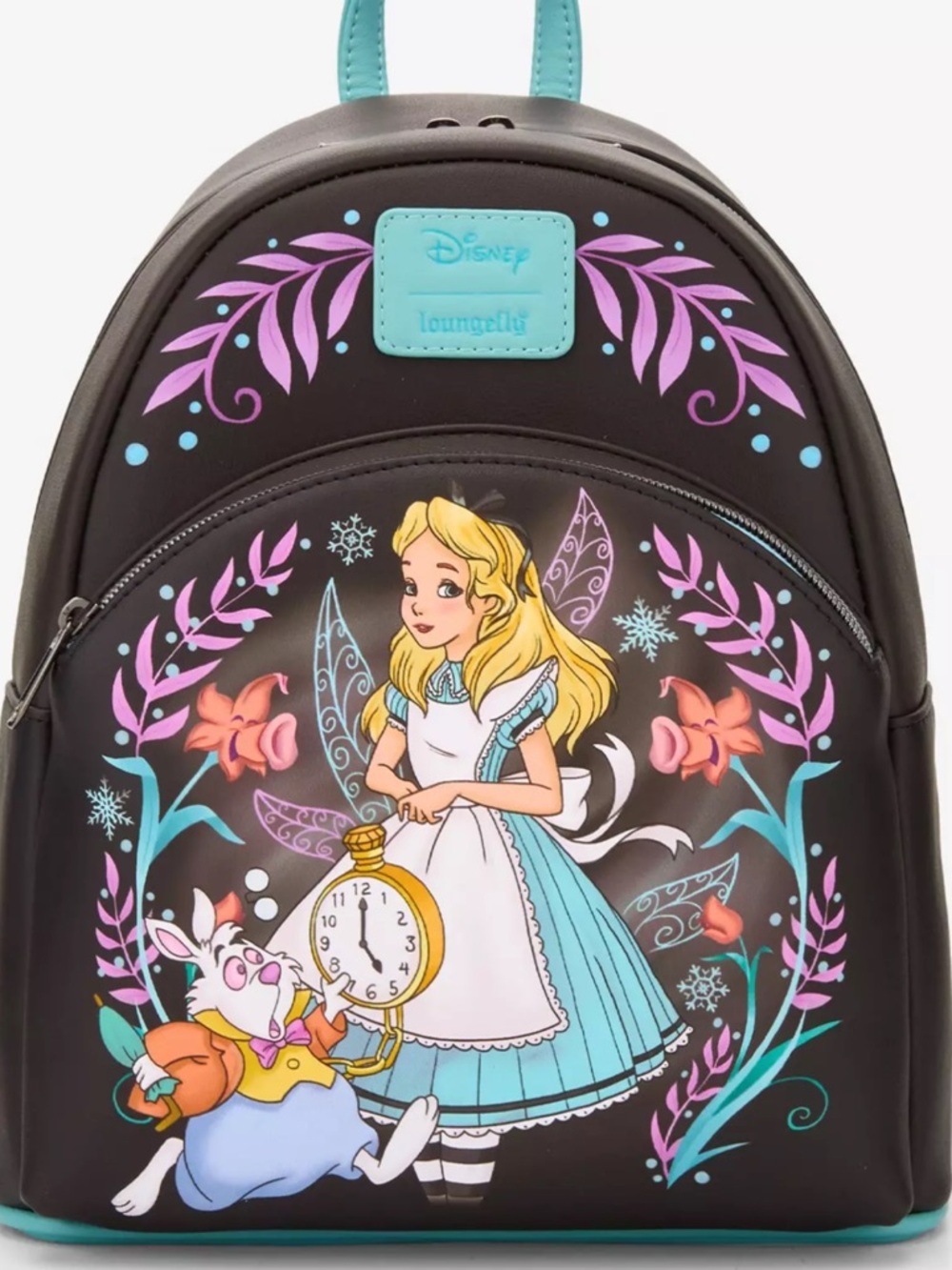 Loungefly Alice In Wonderland Winter Drawing Mini Backpack NWT Sold Out 🖤🩵